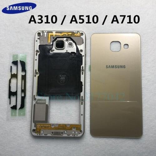 For Samsung Galaxy A3 A5 A7 2016 A310F A510F A710F Full Housing Metal Middle Frame Plate +Back Glass Battery Cover