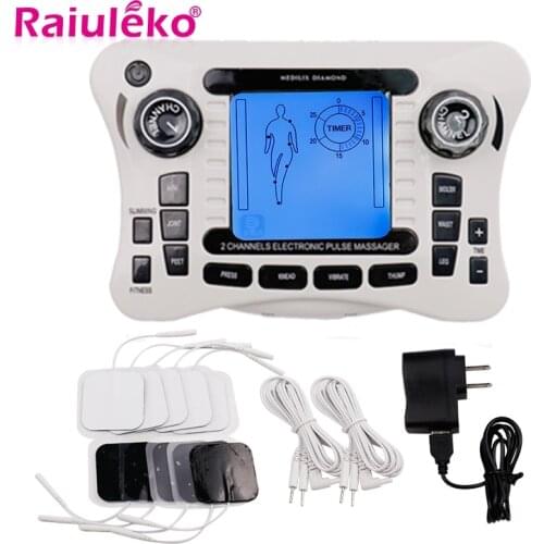 Dual Channel Electrical Pulse Tens Acupuncture Therapy Massager 12 Modes Relax Massage Machine Digital EMS Muscle Stimulator