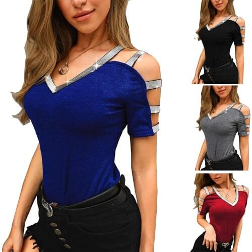 Taytayvola V-Neck T-Shirt Women Basic Solid Tee Shirt Female Short Sleeve TopsTshirt Ladies Womens Tops Femmel T-Shirt