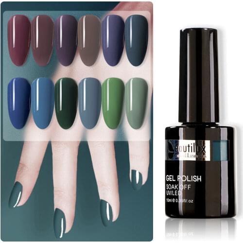 Beautilux Gel Nail Polish Dark Blue Green Purple Autumn Winter Color Gels Lacquer Semi Permanent Nails Varnish AC109-120 10ml