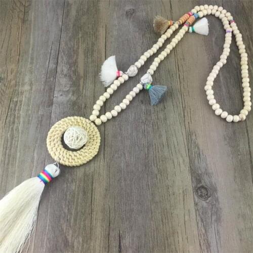 Geometric Tassel Drop Dangle Pendant Necklace For Women Jewelry Wooden Bohemian Wedding Statement Party Gift Wholesale
