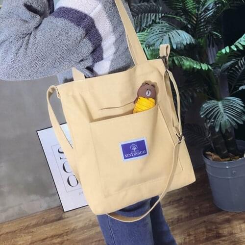 Women Canvas Tote Ladies Casual Shoulder Bag Foldable Shopping Bags Beach Bag Cotton Cloth Female Handbag