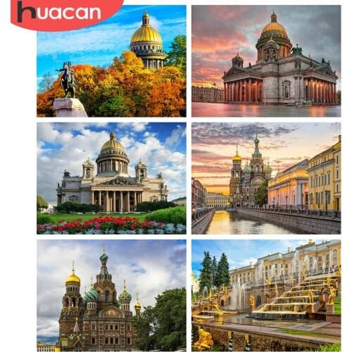 HUACAN 5d Diamond Painting St. Petersburg Pictures Of Rhinestones Diamond Embroidery Landscape Mosaic Handmade Gift