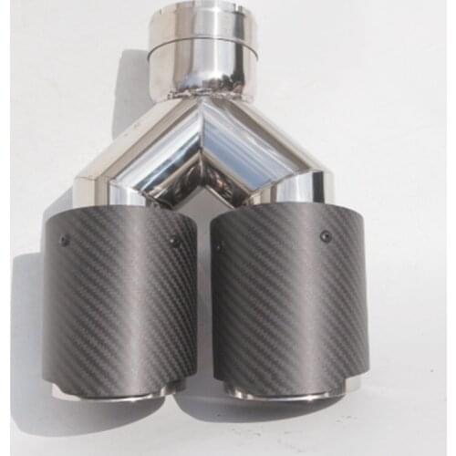 Carantly 1 Piece Y Model Carbon Exhausts Dual End Tips for BMW BENZ AUDI VW Exhaust Dual Muffler Pipes Tail Tips For Akrapovic