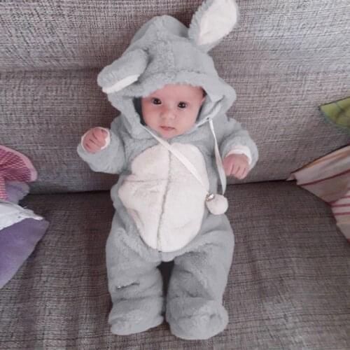 Newborn Jumpsuit Coat Baby Boys Girls 2020 Fashion Winter Thick Cute Ear Fleece Romper Warm Zipper Outwear Childrens Clothes