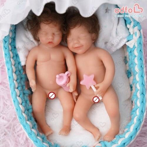 ADFO 15cm Reborn Bebe Doll Boy Fidget Toys Anti Stress Soft Silicone Full Body Toddler Twins Mini Dolls for Girls Birthday Gifts