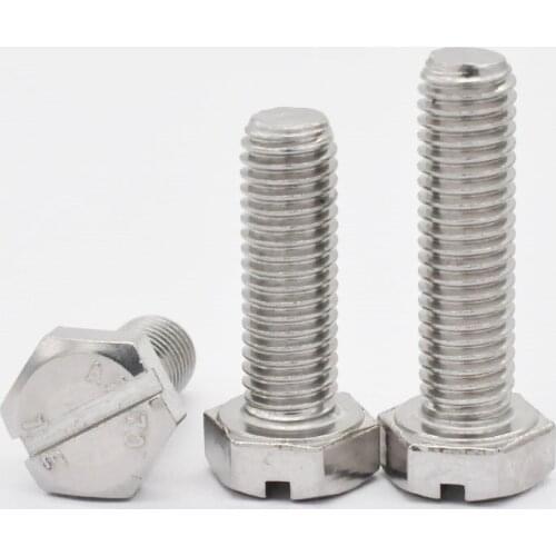 M10 stainless steel external hex head crown bolts slotted machine screws cap fasteners metric threaded hexagon screw