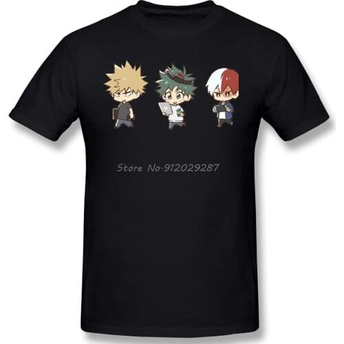 MHA Daily MIdoriya Bakugo And Todoroki ClassicAnime Clothes Design My Hero Academia Cotton Men T-Shirt