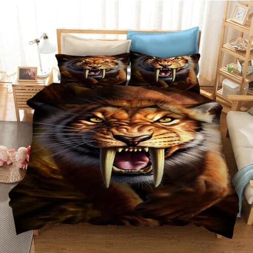 Fashion 3D animals Tiger Bedding Set Children Bed Linen Set Bedclothes Bed Duvet Cover Set CN Twin for Adults