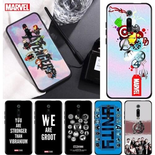Marvel Avengers cute text logo For Xiaomi Redmi 9T 9I 9AT 9A 9C 9 8A 8 7A 7 6A 6 5A 5 4X PRO Prime Plus Black Soft Phone Case