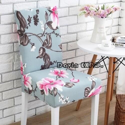 2017 New Pastoral 8 Colors Elastic Cloth Stretch Dining Chair Cover Hotel Restaurant Wedding Banquet Home Decoration Decor
