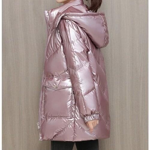 2021 New Winter Jacket Women Parkas Solid Hooded Thick Down Cotton Padded Parka Female Jacket Coat Loose Warm Outwear X612