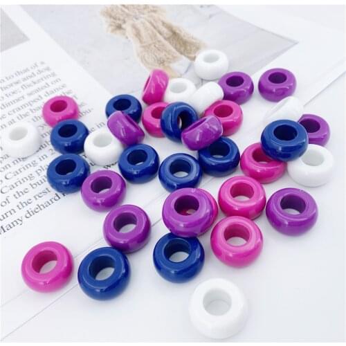 New Acrylic Solid Color Beads Large Hole Flat Beads For Making Jewelry Diy Charms Bracelet Necklace Earrings Accessories