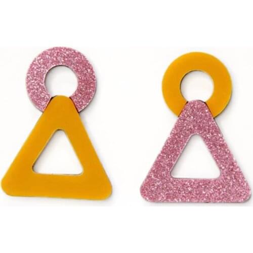 New Trendy Geometric Round triangular Drop Earrings For Women Cute Glittery Acrylic Dangle earring For Party Club Bar E18091