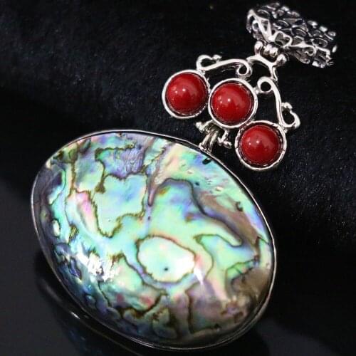 New natural blue oval abalone shell pendant charms women fit necklace party jewelry B1128