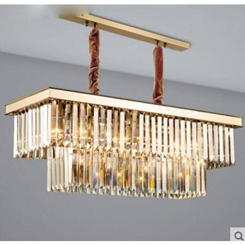 Dining table lamp dining chandelier Crystal chandelier rectangular creative personality dining room lamp bar chandelier modern