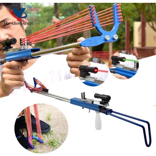 Hunting Slingshot Stainless Steel Professional Powerful Catapult with 12 Strands of Rubber Band Outdoor Shooting Sling Shot New