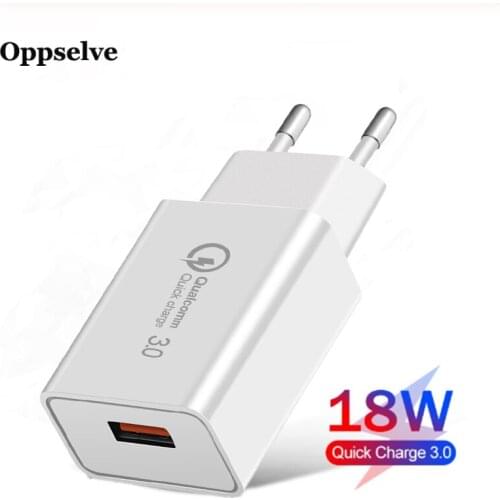 Oppselve 18W Quick Charge 3.0 USB Charger EU Fast Charging Adapter Mobile Phone Charger For iPhone Huawei Samsung Xiaomi LG