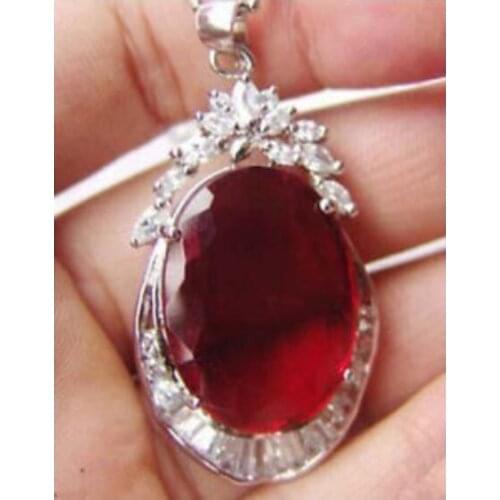 Wholesale Exquisite girl gem Red Gem stone Pendent and Necklace Bridal wide wings 925 button upWomans Jewellery