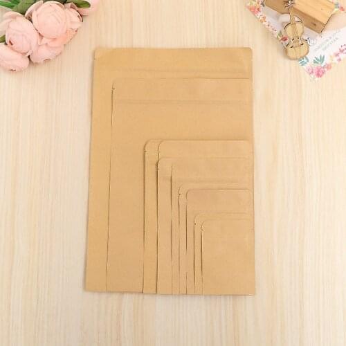 50pcs/lot Brown Kraft Paper Zipper Bags Aluminum Foil Bags Food Gift Packaging Bags Candy Coffee Ziplock Bags Free Shipping 2019