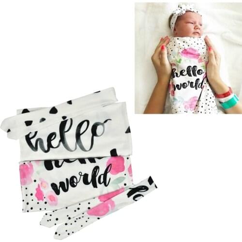 2Pcs/Set Newborn Swaddle Blanket Baby Sleeping Bag Muslin Wrap Headband Photo props