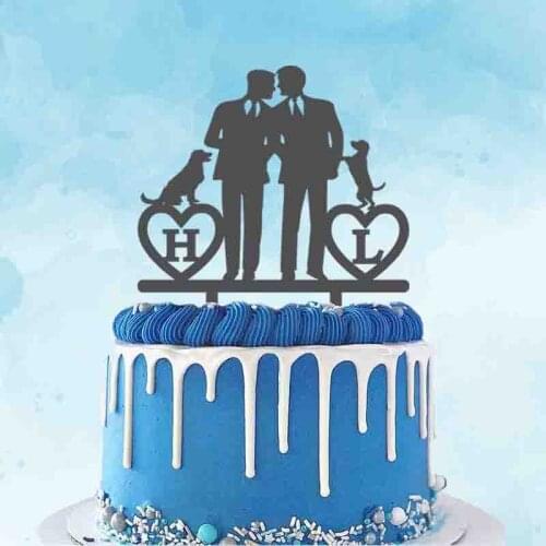 Personalized Gay Wedding Cake Topper Custom Name‘s First Letter Man Man Cake Topper For Gay Wedding Cake Decoration