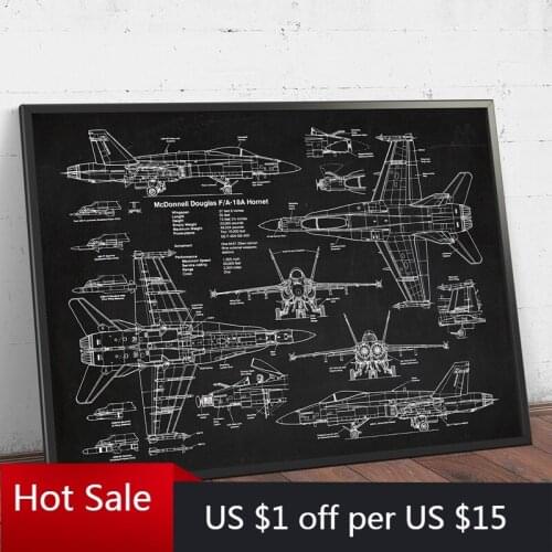 Air Force Plane Patent Prints Canvas Painting Airplane Fighter Jet Blueprint Wall Picture Pilot Gift Posters Aesthetic Room Deco