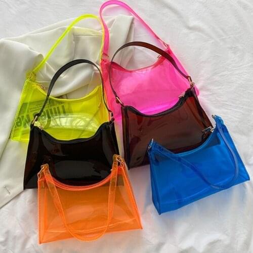 Transparent Clear Jelly Handbag Shoulder Bags for Women Elegant Evening Party Underarm Bag Female Purse