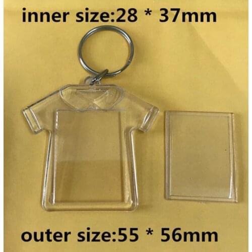 50pcs/lot Clothes Type Blank Acrylic Keychains Insert Photo plastic Keyrings DIY Split Ring Keychains accessories
