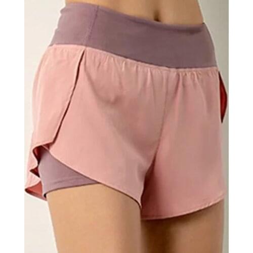 Plus Size 2021 Summer Womens Two-layer Shorts Women Mesh Breathable Seamless Yoga Shorts Athletic Sport Shorts Fitness Feminino