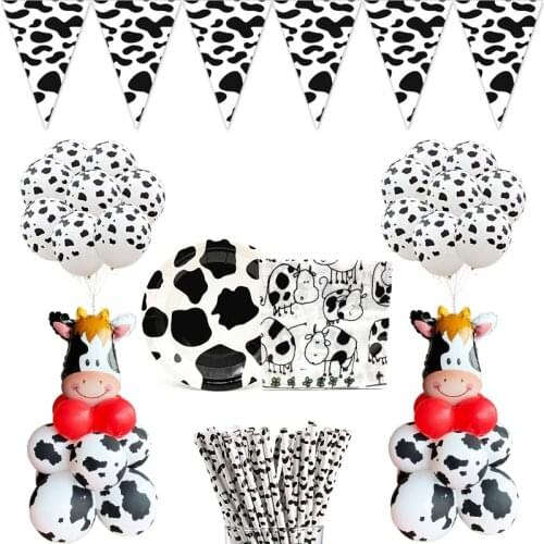 Cow Print Party Supplies: Cow Print Balloons, Paper Trays Paper Cups Napkins Farm Animal Birthday Party Supplies And Decorations