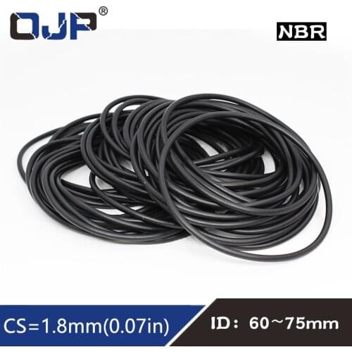 10PCS/lot Rubber Ring NBR Sealing O-Ring 1.8mm Thickness ID60/63/65/67/75*1.8mm Nitrile O Ring Seal Gasket Rings