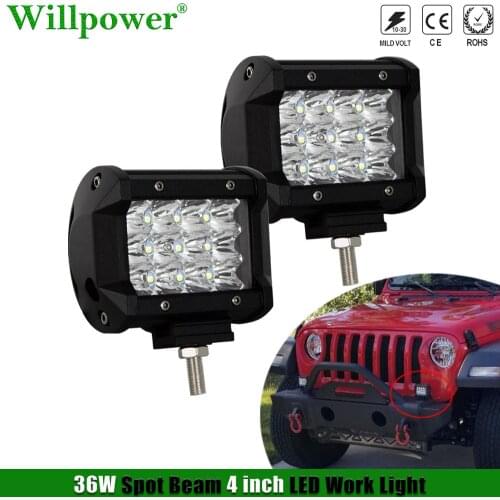 Offroad Car Tri-Row LED Pods 4" Spotlights For Jeep JK Wrangler 4x4 Truck ATV UTV SUV Driving Fog Lamp 36W Work Light Cubes