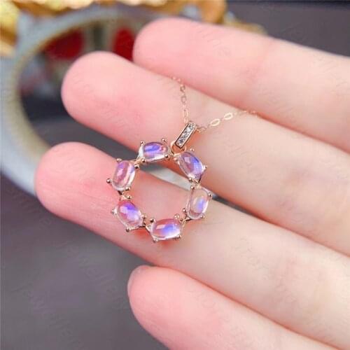 Ladies New Natural Moonstone 925 Silver Pendant Brooch Dual-use Fashion Trend Simple Atmosphere
