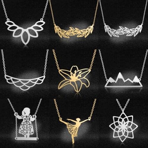 LaVixMia Authentic Stainless Steel Mountain Lotus Jewelry Necklace Wholesale Female Balleria Leaf Fashion Necklaces Dropshipping