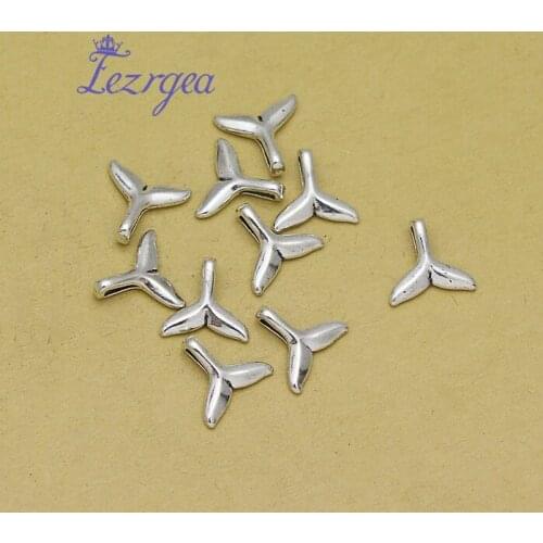 100pcs/lot--10x10mm, Whale Tail cham,Antique silver plated Whale Tail charms ,DIY supplies, Jewelry accessories