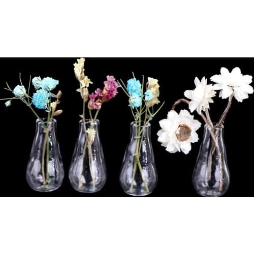 2Pcs 1:12 Dollhouse Miniatures Glass Vase Model Doll House Accessories Decoration Toy For Child Gift