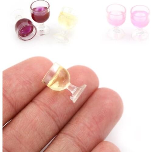 2Pcs Mini Red Wine Cup Simulation Furniture Wine Glass Goblet for Doll House Decoration 1/12 Dollhouse Miniature Accessories