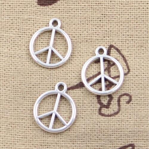 30pcs Charms Lovely Peace 14x12mm Antique Tibetan Silver Color Pendant Findings Accessories DIY Vintage Choker Handmade Jewelry