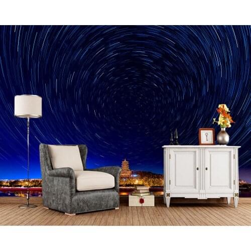 Starry sky city building 3d wallpaper,papel de parede,living room TV wall bedroom wall papers home decor restauant bar mural