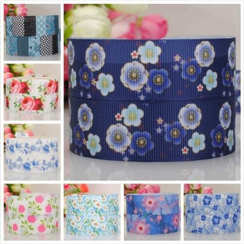 50% off 25mm and 22mm New Fashion Beautiful Flowers cartoon printed grosgrain ribbon 5 /10/20yards/print random delivery