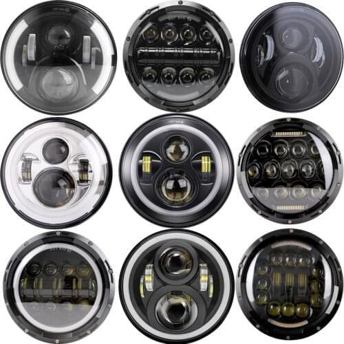 7inch Round Led Headlight High Low Beam Light Halo Angle Eyes DRL Headlamp For Jeep Wrangler Lada niva Off Road 4x4 Motorcycle