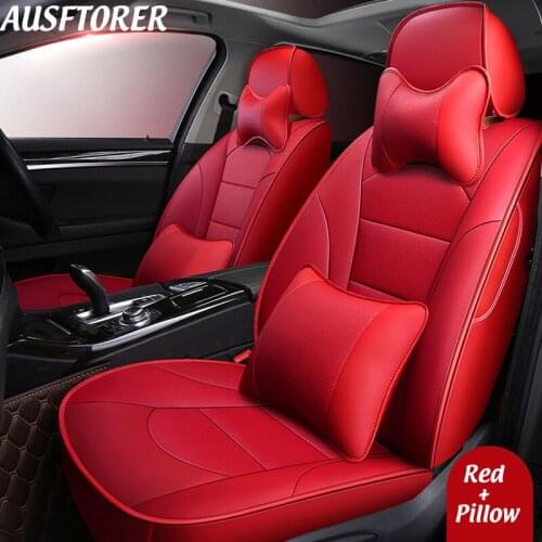 AUSFTORER Genuine Leather Covers Car Seat for Hyundai grand santa fe Seat Cover Set Cowhide 7 Seats Supports Cushion Accessories