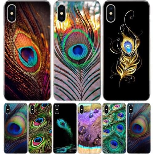 Bird Peacock feather Cover Phone Case For Iphone 11 12 Mini Pro 7 6 X 8 6S Plus XS MAX + XR 5S SE 10 9 Art TPU Coque Capa Shell