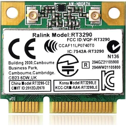 AW-NB087H Ralink RT3290 Chipset IEEE 802.11 b/g/n 150Mbps Bluetooth 3.0HS Half Size MINI PCIe Wireless Wi-Fi Card WLAN Adapter