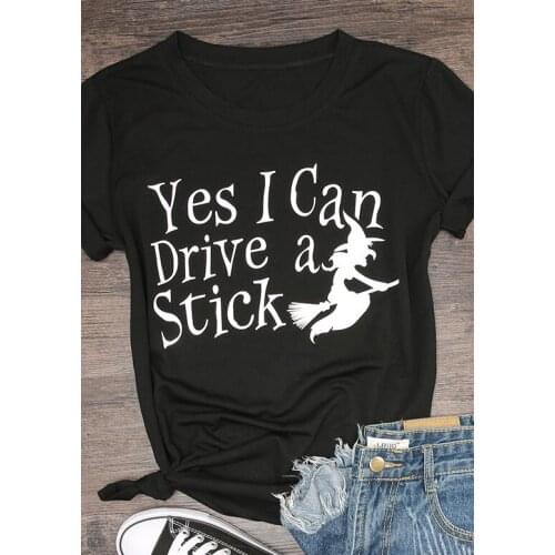 Yes I Can Drive A Stick T-Shirt funny graphic slogan tees 90s women fashion tops grunge aesthetic camisetas tumblr t shirt- K440