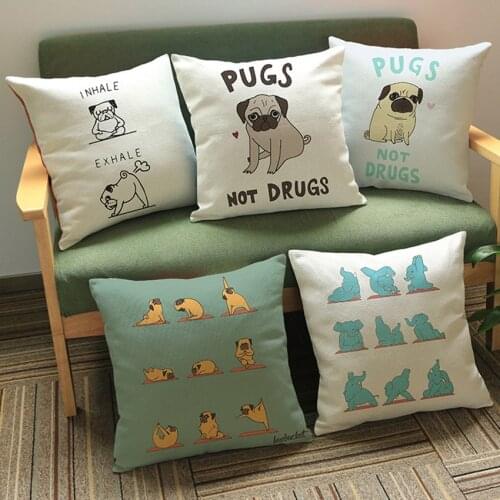 Animal Yoga Class Funny Design Elephant Pug Yoga Lovely Durable Square Decorative Throw Pillow Invisible Zippered Sofa Cushion