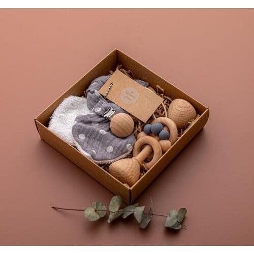 3pc/Set Baby Teether Pacifier Dummy Clips Wooden Mobile Rattle Plush Bunny Ear Teeth Pendant Bracelet BPA Free Newborn Products