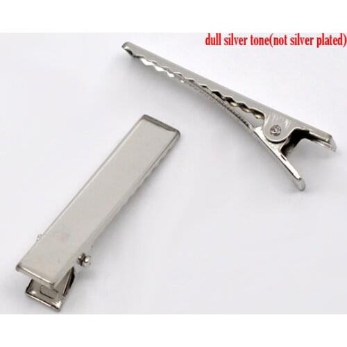 DoreenBeads 50 Silver Color Prong Barrettes Hair Clips 4x0.8cm (B11520), yiwu