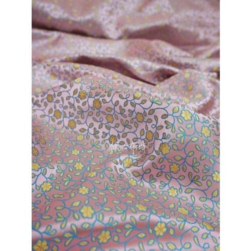 Chinese Classics Brocade jacquard flower pink Satin silk fabric Satin de soie Satén шелк hanfu cloth DIY patchworkbag